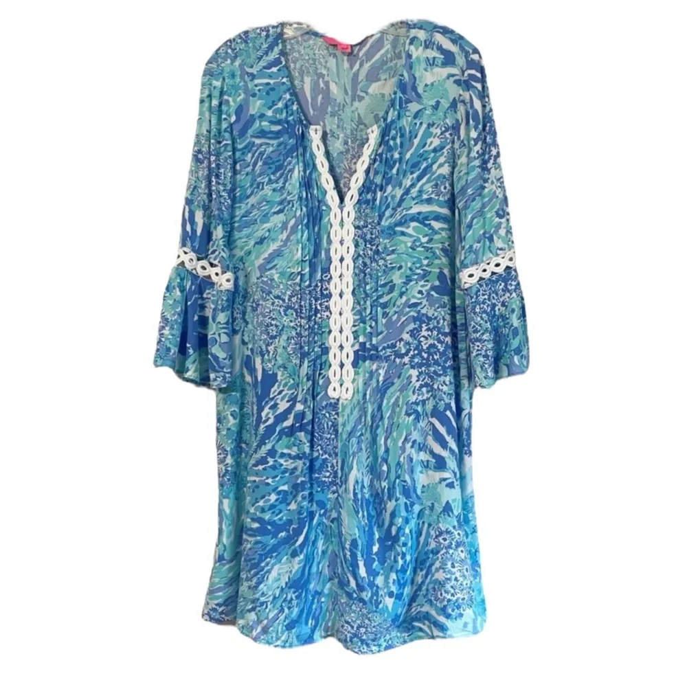 LILLY PULITZER Hollie Tunic Dress Hey Hey Soleil Bell Sleeves Size XXS - Picture 3 of 9
